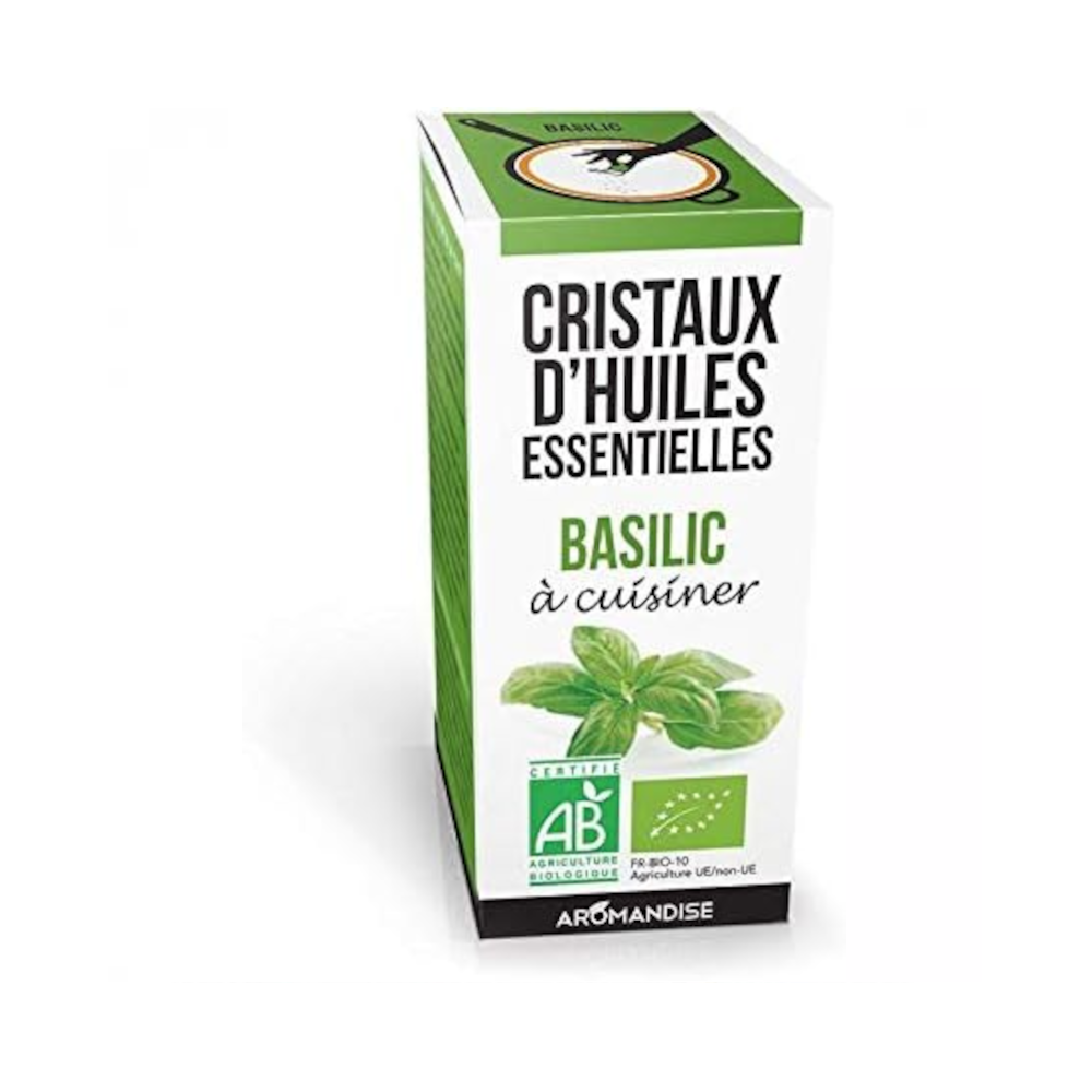 Cristaux d'huiles essentielles- basilic à cuisiner 10g