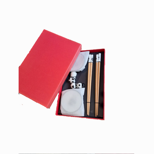 2 Baguettes bois 22.5cm+ 2 petites assiettes sauces+ 2 supports baguettes