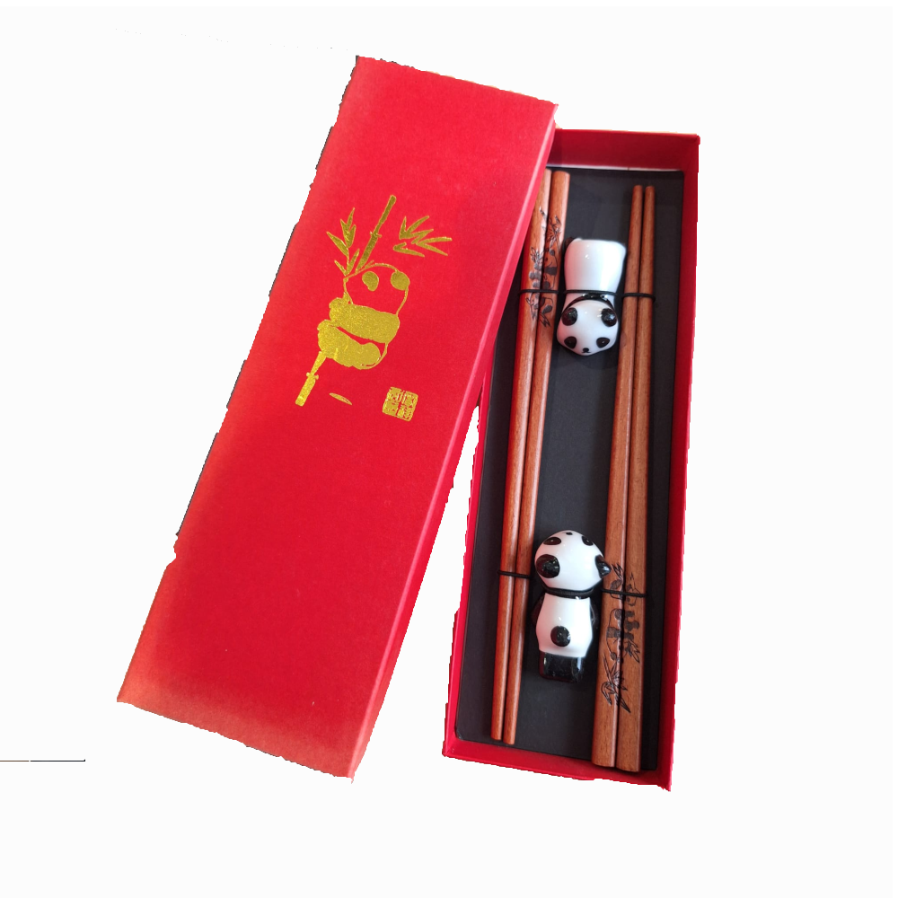2 Baguettes en bois 22.5 cm + 2 supports panda